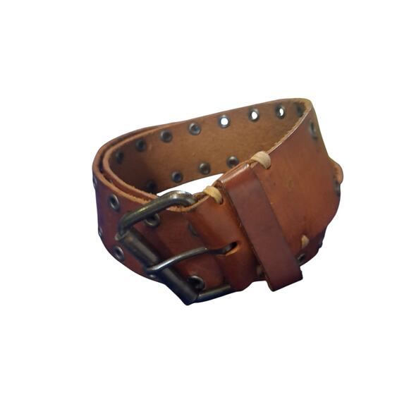 Y2k Gap Gromet Genuine Leather 2" Belt Women's Small Grungecore Distressed Prep - Picture 2 of 9